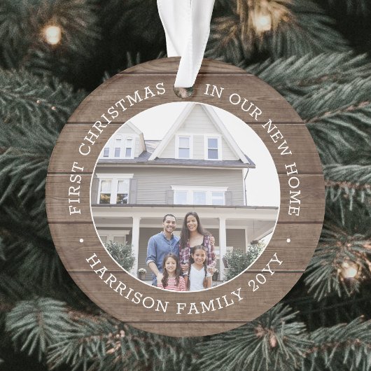 2写真1stクリスマス引っ越し祝いパーティーブラウンフェイクウッド オーナメント
