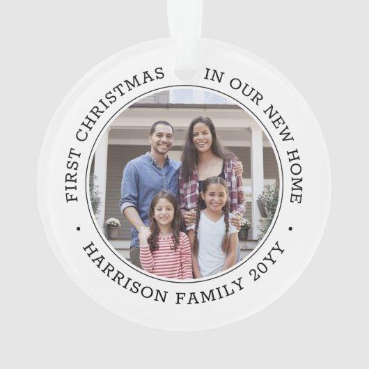 2写真1stクリスマス引っ越し祝いパーティー白黒 オーナメント (裏面)