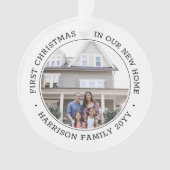 2写真1stクリスマス引っ越し祝いパーティー白黒 オーナメント (正面)