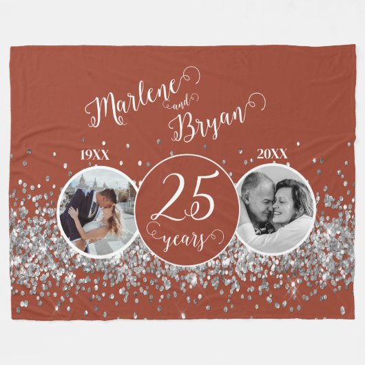 2写真「Then and Now」シルバーの結婚記念日 フリースブランケット (正面(横))