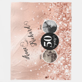 2写真「Then and Now」結婚の記念日 フリースブランケット