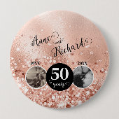 2写真「Then and Now」結婚の記念日 缶バッジ (正面)