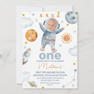 2写真First Trip のまわりに the Sun 1st Birthday 招待状