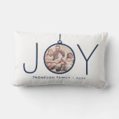 2写真JOYネイビーブルーホワイトシックモダンクリスマス ランバークッション (裏面)