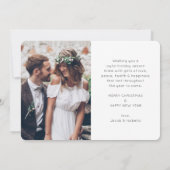 2写真Newlyweds 1stクリスマス結婚したホワイト文字 シーズンカード (裏面)