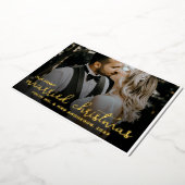 2写真Newlyweds 1st結婚した Christmas Script 箔シーズンカード (回転した状態)