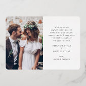 2写真Newlyweds 1st結婚した Christmas Script 箔シーズンカード (裏面)