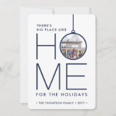 2写真No Place Like Home シンプル Navyモダン Blue シーズンカード (正面)