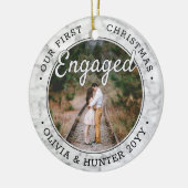 2写真Our初めてのクリスマス婚約したフェイク大理石 セラミックオーナメント (左)