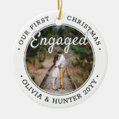 2写真Our初めてのクリスマス婚約した白黒 セラミックオーナメント (正面)