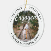 2写真Our初めてのクリスマス婚約した白黒 セラミックオーナメント (左)