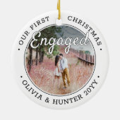 2写真Our初めてのクリスマス婚約した白黒 セラミックオーナメント (裏面)