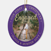 2写真Our初めてのクリスマス婚約した紫&金ゴールド セラミックオーナメント (左)