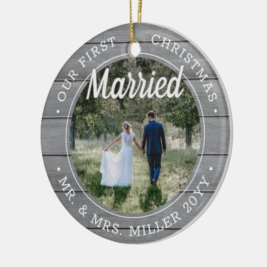 2写真Our初めてのクリスマス結婚したグフェイクレイ材 セラミックオーナメント (左)