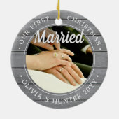 2写真Our初めてのクリスマス結婚したグフェイクレイ材 セラミックオーナメント (裏面)