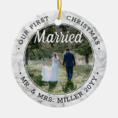 2写真Our初めてのクリスマス結婚したフェイク大理石 セラミックオーナメント (正面)