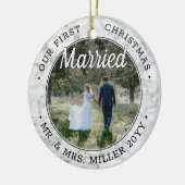2写真Our初めてのクリスマス結婚したフェイク大理石 セラミックオーナメント (左)