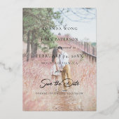 2写真Save The Date結婚式招待状金ゴールド 箔招待状 (裏面)