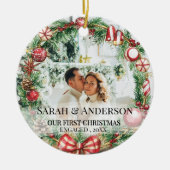 2写真Zengedの私たちの婚約した初めてのクリスマス セラミックオーナメント (正面)