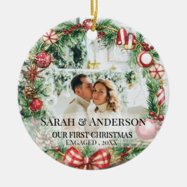 2写真Zengedの私たちの婚約した初めてのクリスマス セラミックオーナメント