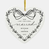 2初めてのクリスマス結婚したクリスマス セラミックオーナメント (正面)