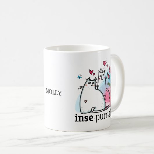 2匹おもしろいの猫ロマンチックなプリンの不可解な名前 コーヒーマグカップ (正面右)