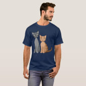 2匹のおもしろい猫 Tシャツ (正面フル)