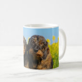 2匹のかわいいダックスフント犬のDackelのポートレートの写真の_ コーヒーマグカップ (正面右)