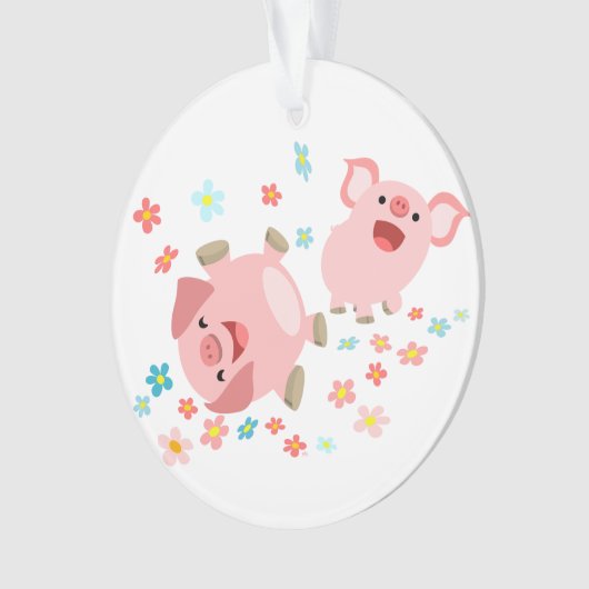 2匹のかわいい漫画春アクリルオーナメント オーナメント (正面)