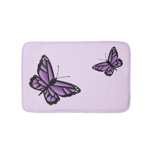 2匹のかわいい紫色の蝶 バスマット (正面)