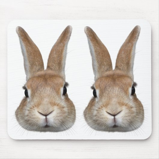 2匹のウサギの顔 マウスパッド (正面)