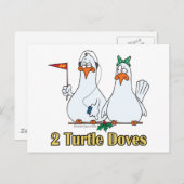 2匹のウミガメがクリスマスの2日目に鳩を振る シーズンポストカード (正面/裏面)