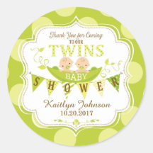 2匹のエンドウ豆の双子ありがとうレーベル