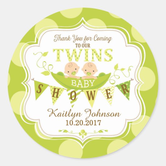 2匹のエンドウ豆の双子ありがとうレーベル ラウンドシール (正面)