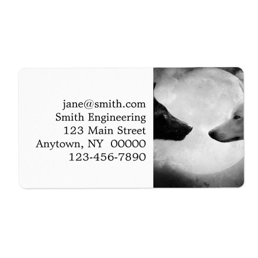 2匹のオオカミが向かい合う ラベル (正面)