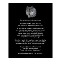 2匹のオオカミのチェロキー語のポスター