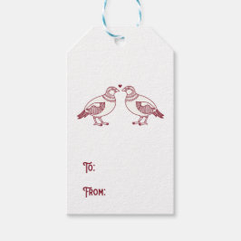 2匹のカメがクリスマスを赤で飾る ギフトタグ