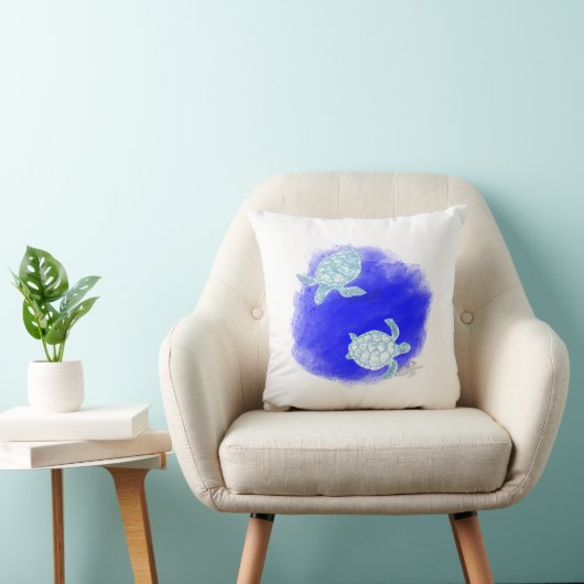 2匹のカメが泳ぐ クッション (椅子)