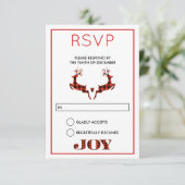 2匹のクリスマス鹿がジャンプするRSVP 招待状 (スタンド正面)