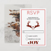 2匹のクリスマス鹿がジャンプするRSVP 招待状 (正面/裏面)