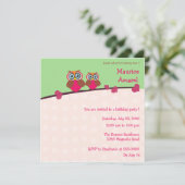 2匹のコキンメフクロウ-誕生会の招待 招待状 (スタンド正面)