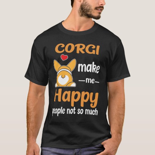 2匹のコーギーが私を幸せにしてくれる Tシャツ (正面)