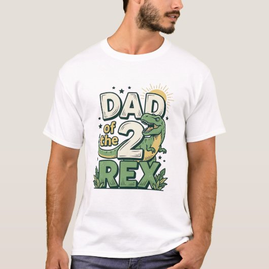 2匹のティラノサウルスのパパ Tシャツデザイン_1 Tシャツ (正面)