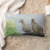 2匹のナゲキバトの芸術の枕 ランバークッション (ブランケット)
