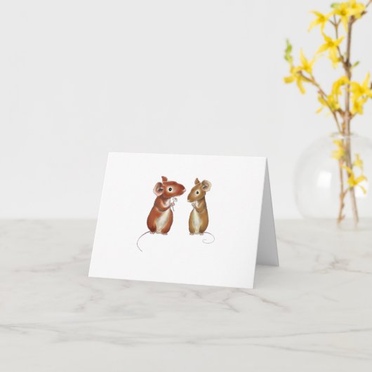 「2匹のネズミ」カード カード (黄色い花)
