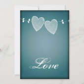 2匹のハートのヴィンテージの青の結婚式招待状 招待状 (裏面)