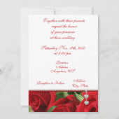 2匹のハートの赤いバラの結婚式招待状 招待状 (裏面)