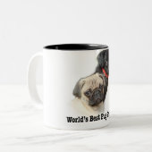 2匹のパグ ツートーンマグカップ (正面左)