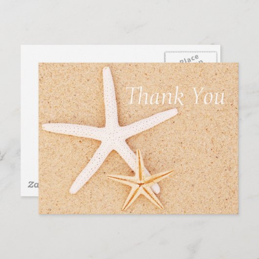2匹のヒトデがビーチにありがとうポストカード ポストカード (正面/裏面)