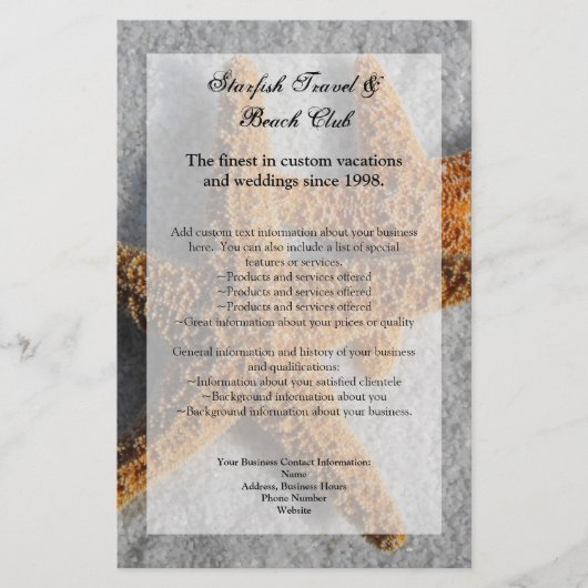 2匹のヒトデを砂の中に,ビーチフライヤーまたはプログラム チラシ (正面)